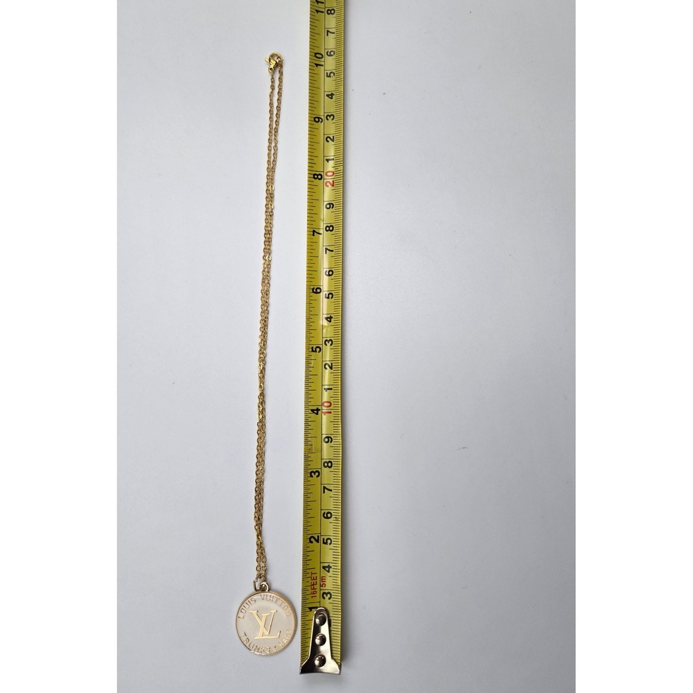 Louis‎ Vuitton Monogram Coin Pendant Necklace Gold Tone Chain - Picture 4 of 6